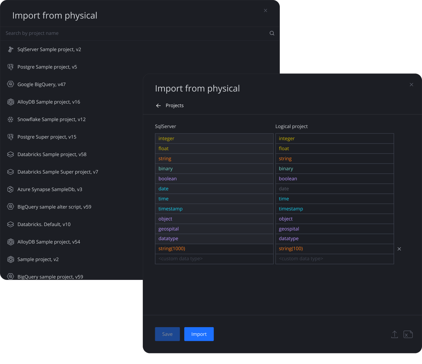 Universal import and export