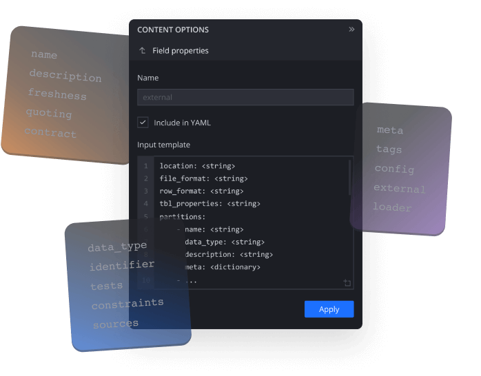 All dbt properties supported