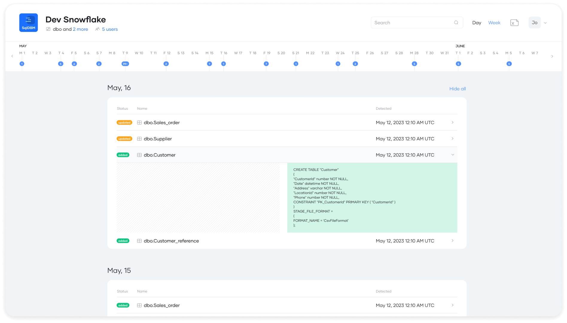 Visual changelog